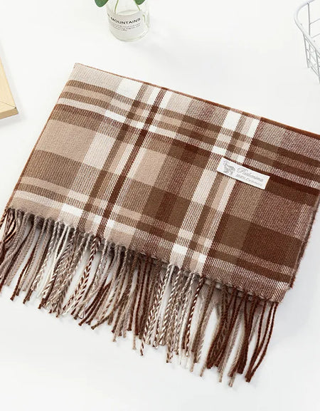 NI Espresso Plaid Pashmina Scarf