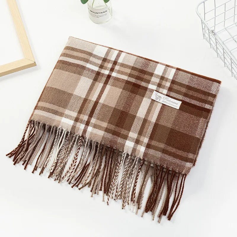 NI Espresso Plaid Pashmina Scarf
