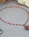 Crystal Beaded Necklace  Link Chain Detail  Beaded Chain - 30" in Length