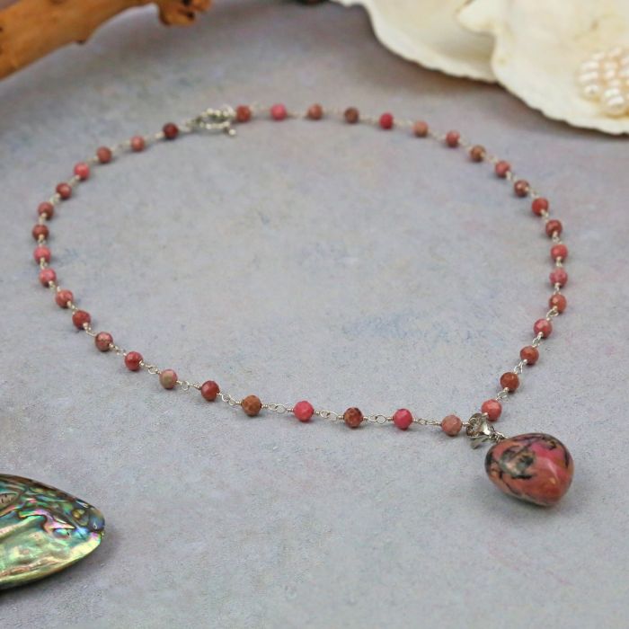 Rhodonite Heart Pendant Necklace