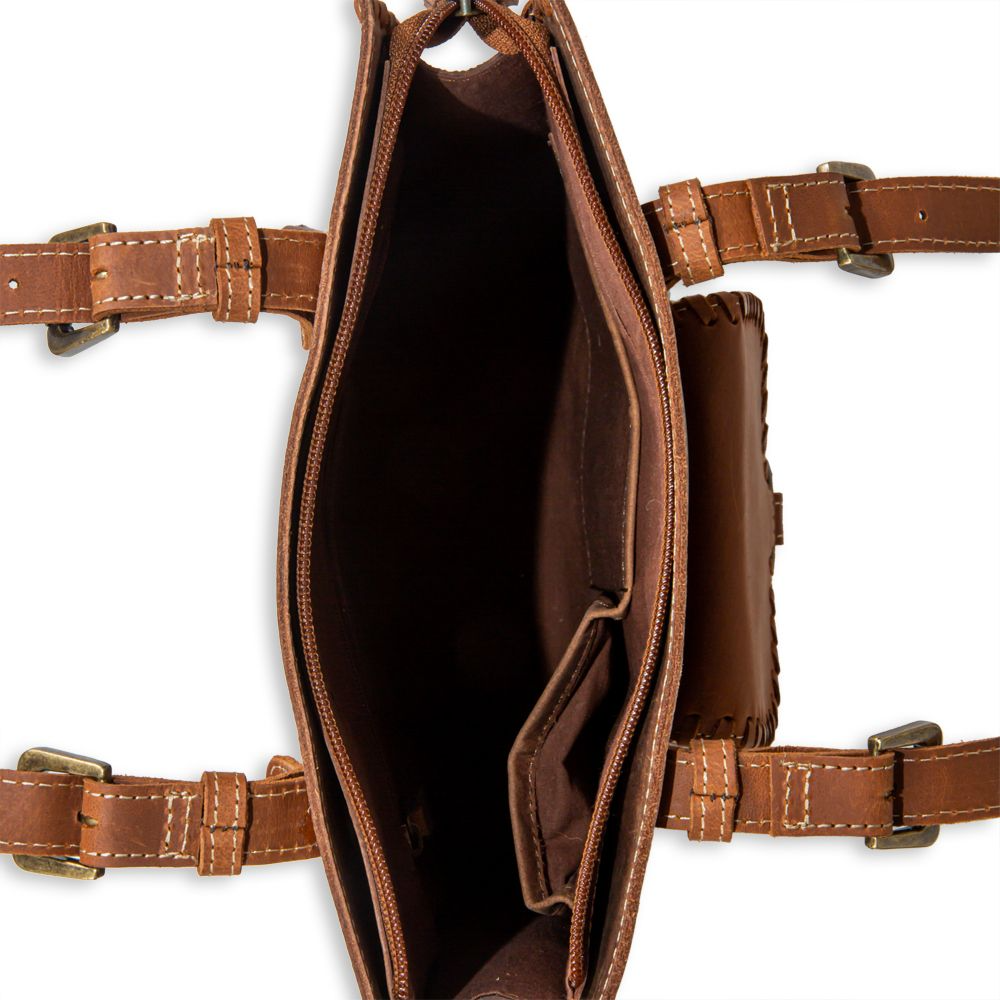 Santa Clara Canyon Stitched Leather Hair-on Bag