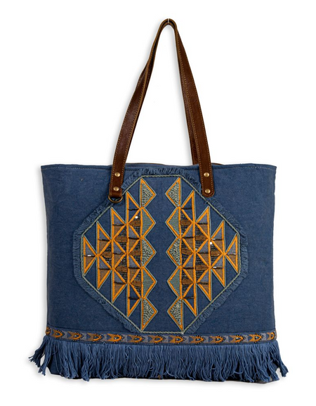 Ember Reflections Embroidered Tote Bag