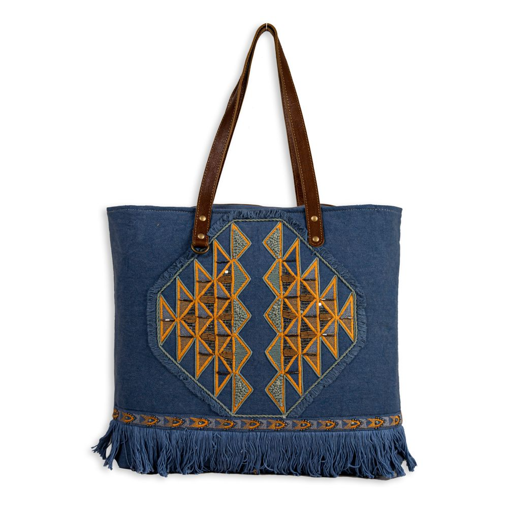 Ember Reflections Embroidered Tote Bag