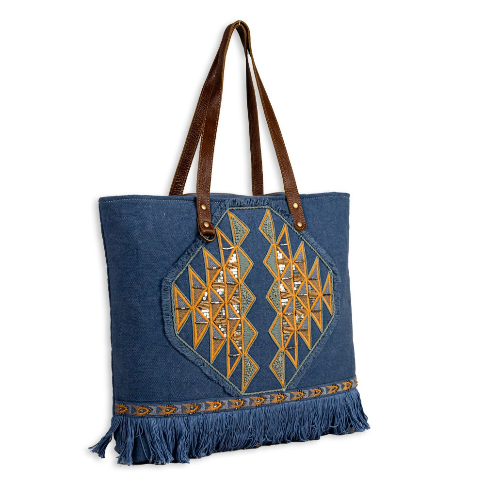 Ember Reflections Embroidered Tote Bag