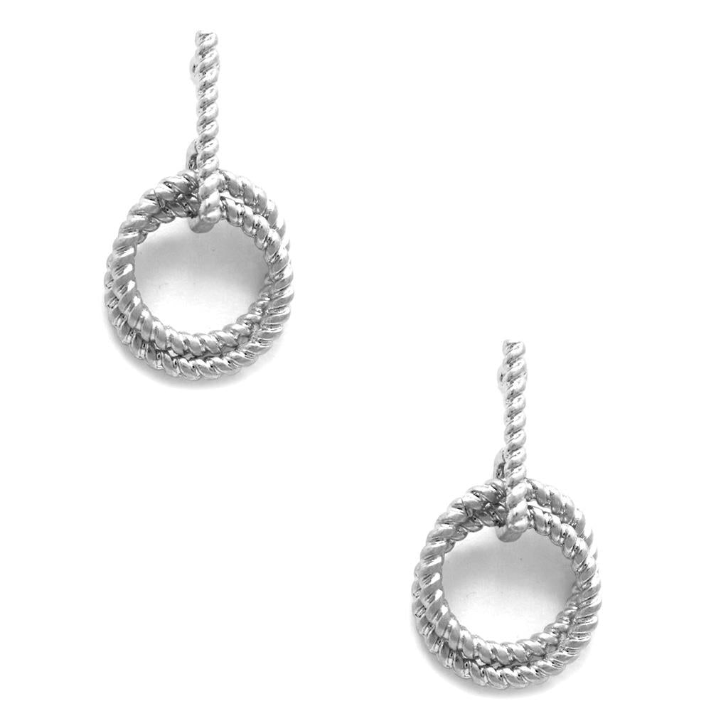 Duo Twisted Ring Earrings - Silver