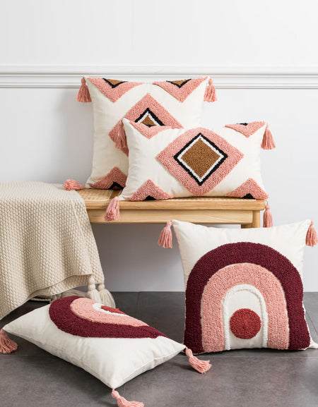 Geometric Graphic Tassel Decorative Throw Pillow Case