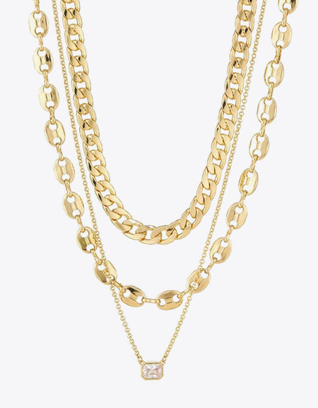 Zircon Copper Necklace Three-Piece Set