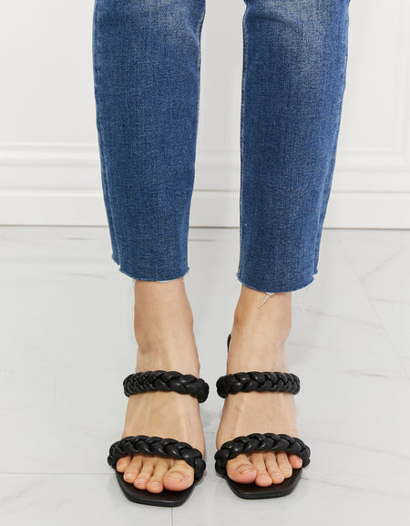 MMShoes In Love Double Braided Block Heel Sandal in Black