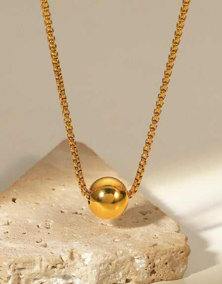 18K Gold-Plated Round Shape Pendant Necklace