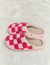 Melody Checkered Print Plush Slide Slippers