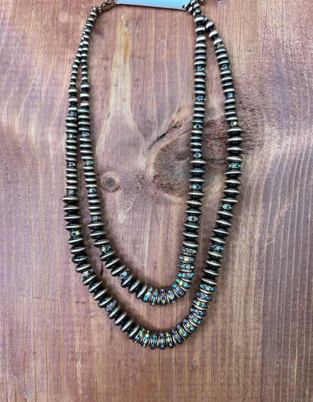 Navajo pearl copper two strand necklace