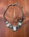 Western rectangle stone necklace