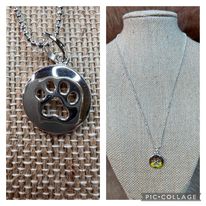 Sterling Silver Paw Print pendant on 18 inch diamond cut sterling chain