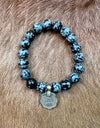 RS Black and Gray marbled stretch beaded bracelet