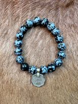 RS Black and Gray marbled stretch beaded bracelet