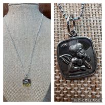 Sterling Silver Guardian Angel Necklace with 18 inch diamond cut sterling silver chain