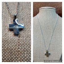 Sterling Silver cross pendant on 18 inch diamond cut sterling silver chain