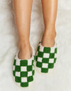 Melody Checkered Print Plush Slide Slippers