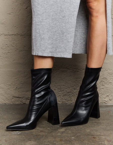 Weeboo Stacy Block Heel Sock Boots