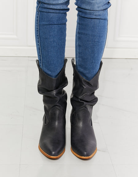 MMShoes Better in Texas Scrunch Cowboy Boots in Navy