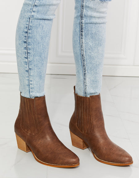 MMShoes Love the Journey Stacked Heel Chelsea Boot in Chestnut