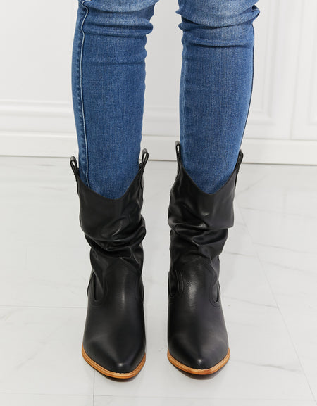 MMShoes Better in Texas Scrunch Cowboy Boots in Black