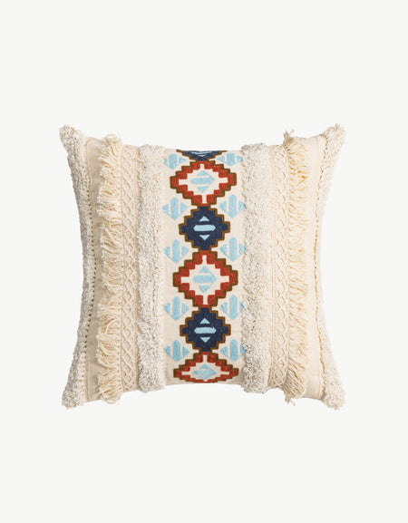 Embroidered Fringe Detail Decorative Throw Pillow Case