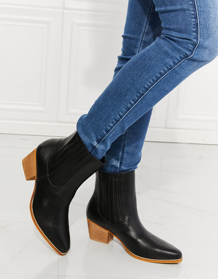 MMShoes Love the Journey Stacked Heel Chelsea Boot in Black