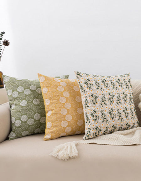 3-Pack Botanical Embroidery Decorative Throw Pillow Cases