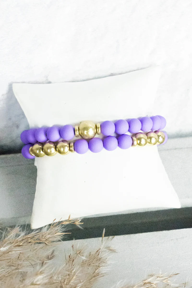 LOVELY DAY VIOLET BEADED BRACELET SET