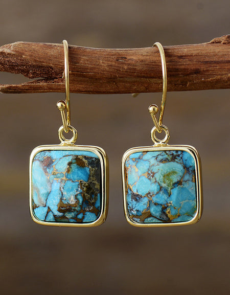Square Copper Drop Earrings