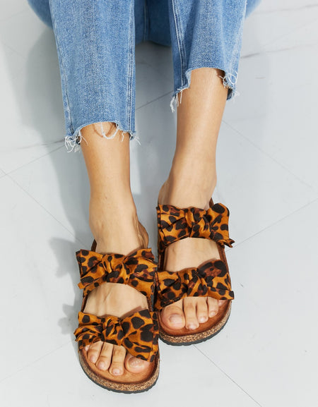 Forever Link Fiercely Feminine Leopard Bow Slide Sandals