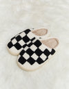 Melody Checkered Print Plush Slide Slippers