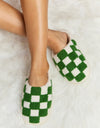 Melody Checkered Print Plush Slide Slippers
