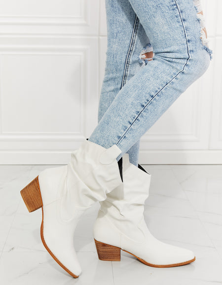 MMShoes Better in Texas Scrunch Cowboy Boots in White
