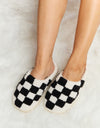 Melody Checkered Print Plush Slide Slippers