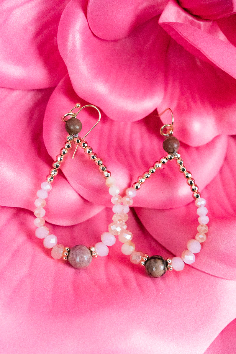 Yara Teardrop Earrings - Pink And Goldtone