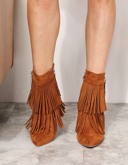 Legend Women's Tassel Wedge Heel Ankle Booties