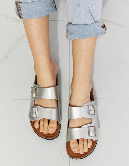 MMShoes Best Life Double-Banded Slide Sandal in Silver