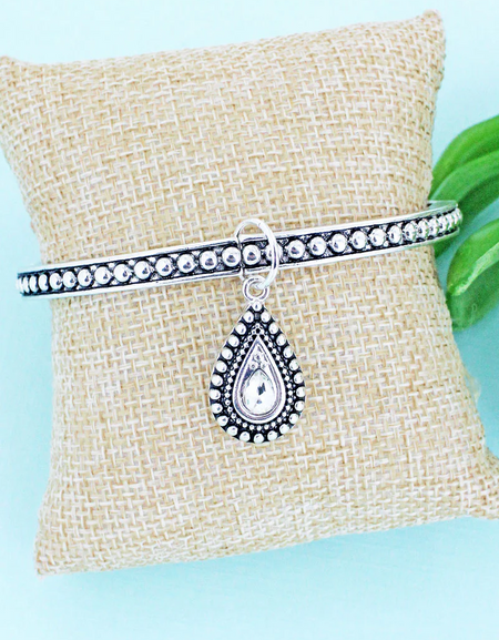 Silvertone Diana Teardrop Stretch Bracelet
