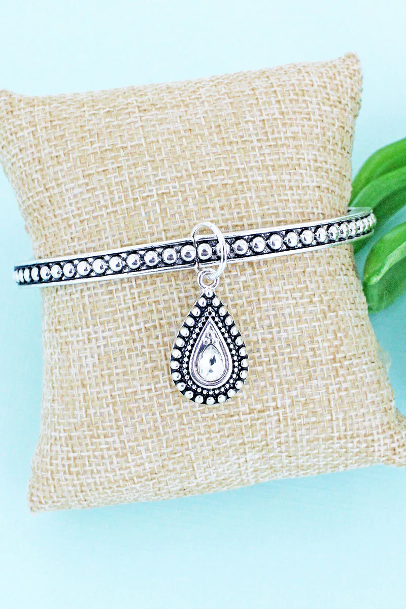 Silvertone Diana Teardrop Stretch Bracelet