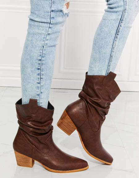 MMShoes Better in Texas Scrunch Cowboy Boots in Brown