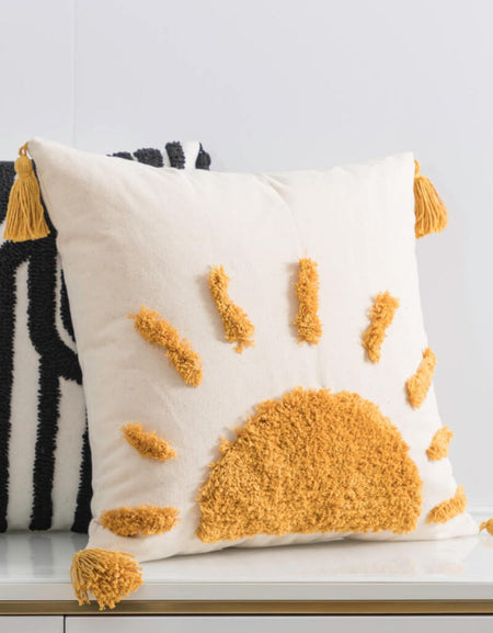 Sun Graphic Tassel Decorative Throw Pillow Case