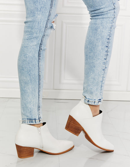 MMShoes Trust Yourself Embroidered Crossover Cowboy Bootie in White