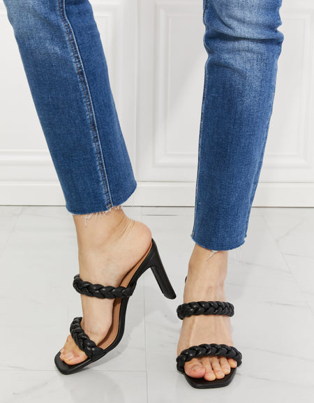 MMShoes In Love Double Braided Block Heel Sandal in Black