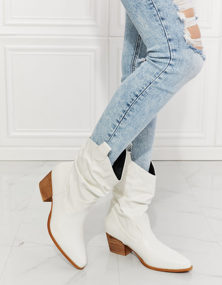 MMShoes Better in Texas Scrunch Cowboy Boots in White