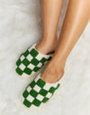 Melody Checkered Print Plush Slide Slippers