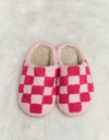 Melody Checkered Print Plush Slide Slippers