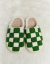 Melody Checkered Print Plush Slide Slippers