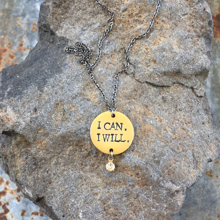 I Can. I Will. Hand Stamped Necklace - Gold